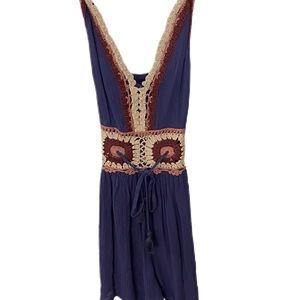 NWT American Eagle blue crochet short romper